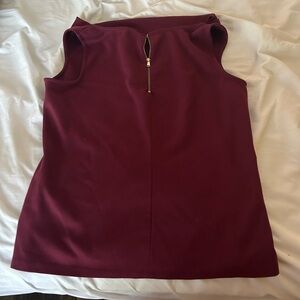 Ann Taylor Sleeveless Maroon Top with Front Zipper